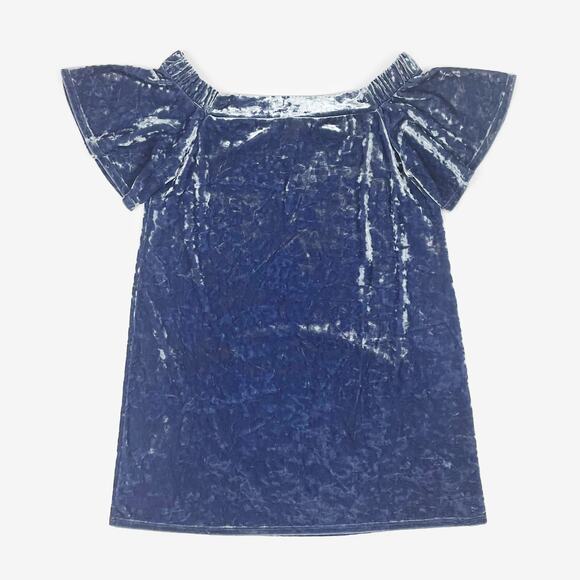 Forever 21 Velvet Mini Dress Size M Blue Off Shoulder Glam Retro Party Cocktail - Picture 6 of 11